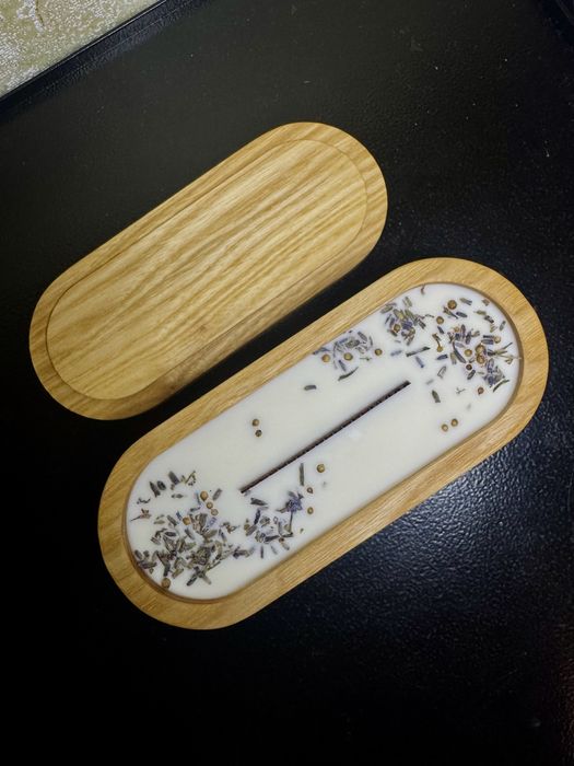 Ароматична соєва свічка в деревʼяному кашпо | до 60 год