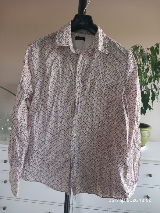 Męska koszula w drobne kwiaty r. XL od Zara Man taliowana 42