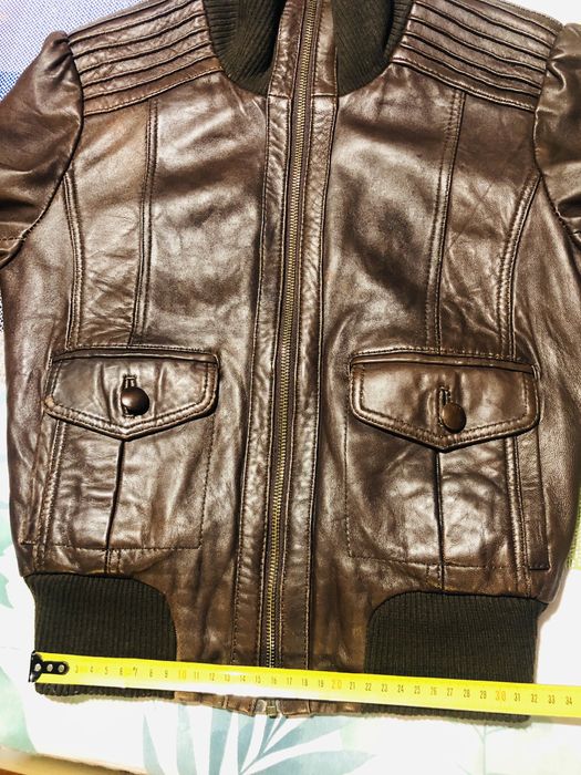 Skórzana kurtka damska ramoneska bomberka skóra naturalna