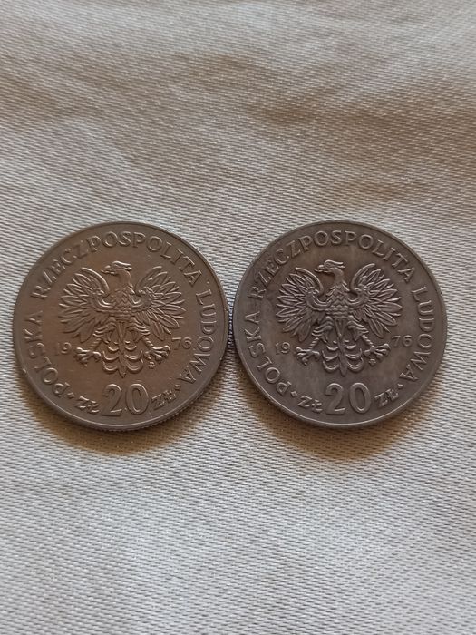 Dwie monety 20 zł 1976r Marceli Nowotko