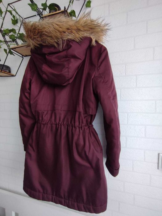 Bordowa śliwkowa kurtka Sinsay, parka, rozm. XS/34