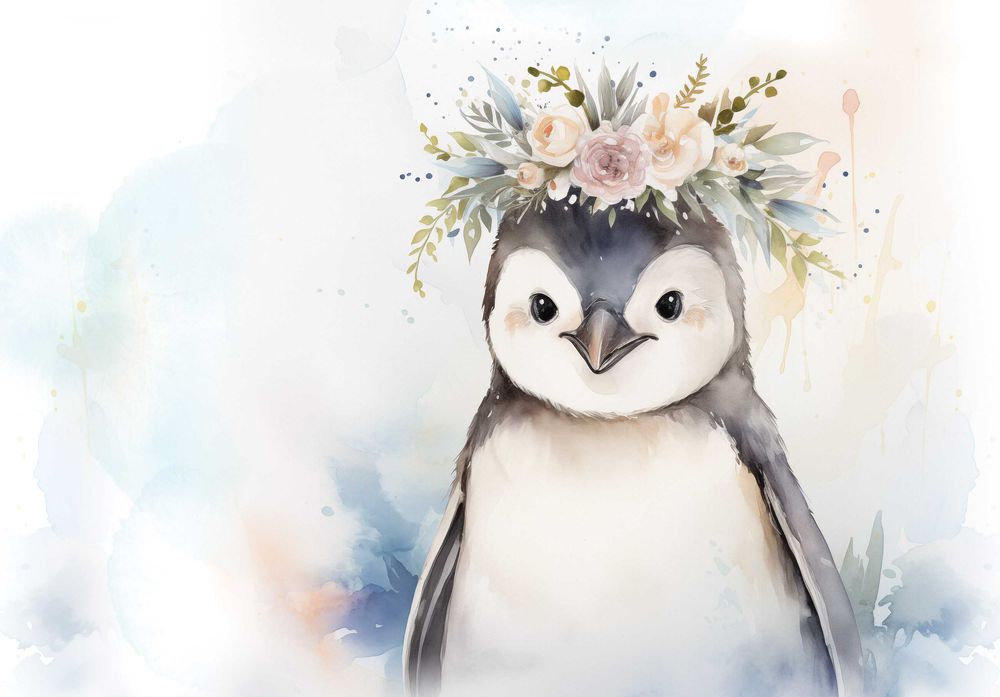 Fototapeta Dla Dzieci Pingwinek Zima Bajki 3D Twój Rozmiar + KLEJ