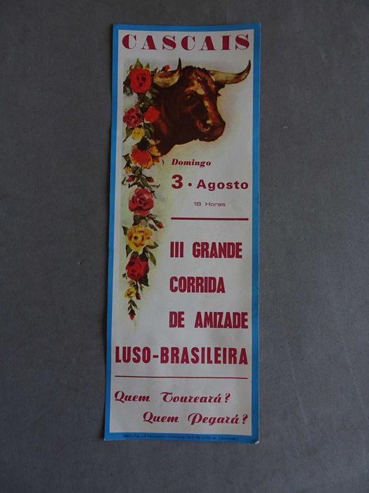 Programa de tourada bullfight Cascais Domingo 3 Agosto - III Grande Corrida de Amizade Luso-Brasileira