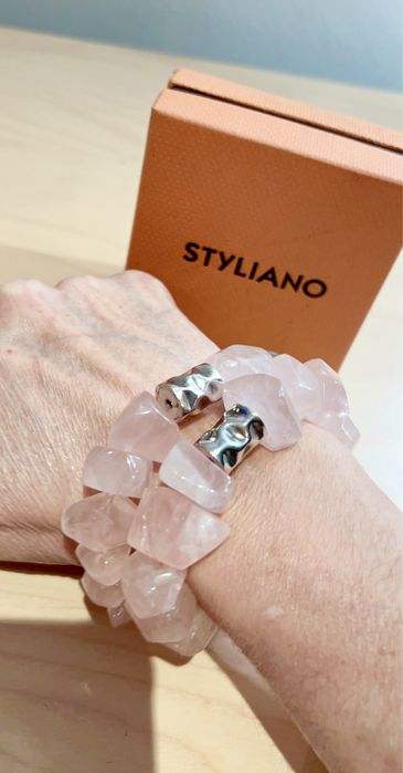 Pulseiras Styliano com prata em quartzo rosa