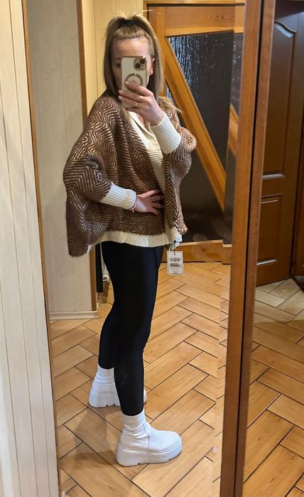 Sweter kardigan alpakowy biust 200 oversize