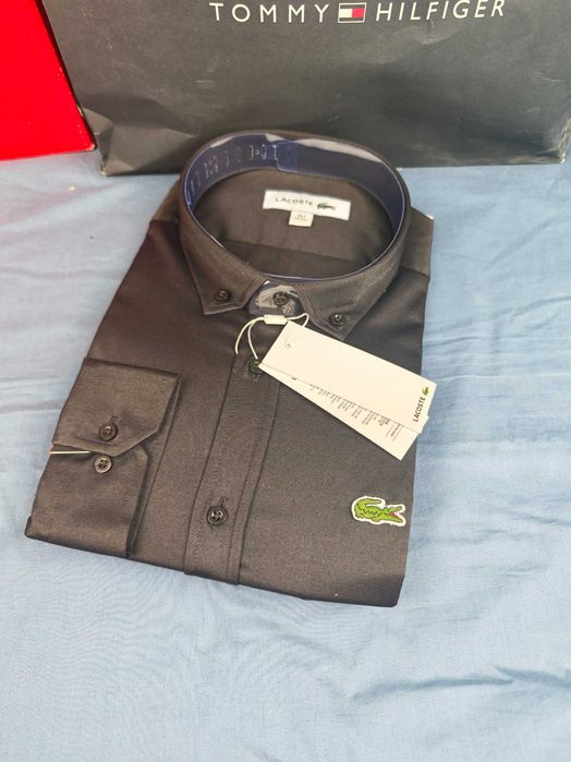 Koszula męska długi rękaw Lacoste kolory czarna elegancka premium M-XXXL