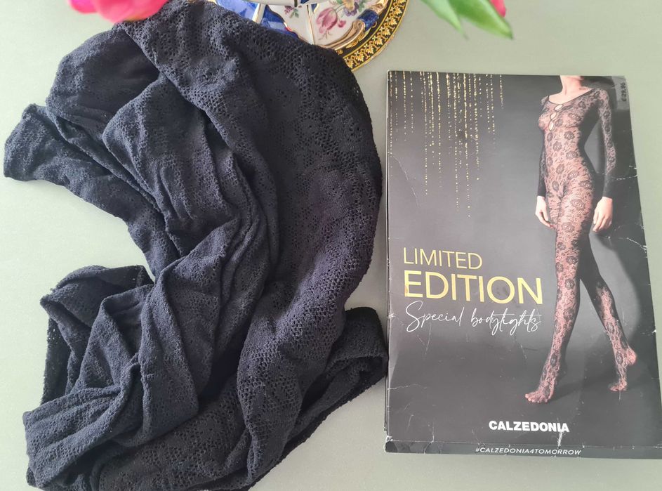 Body Collants renda preto Calzedonia tam. M-L sexy Novo Corpo inteiro