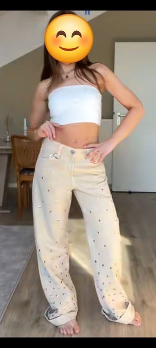 Jeansy Trf  z ćwiekami ZARA r S