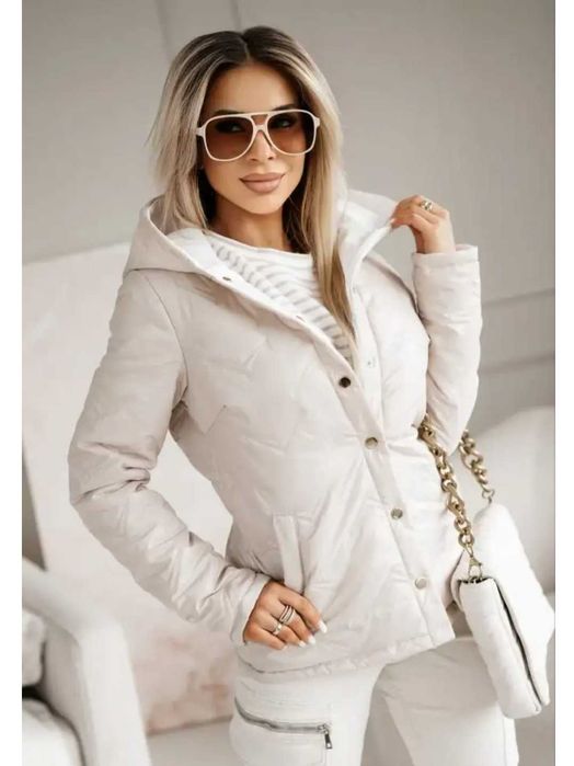 Kurtka pikowana kaptur dwustronna