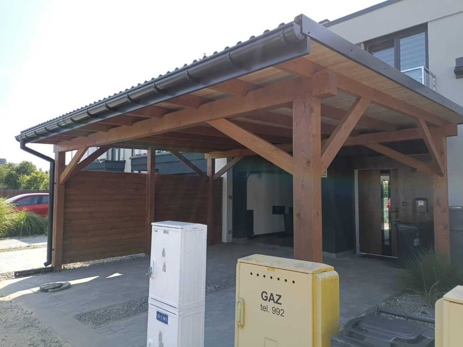 Wiata, carpot, zadaszenie tarasu, konstrukcja drewniana, taras, pergola