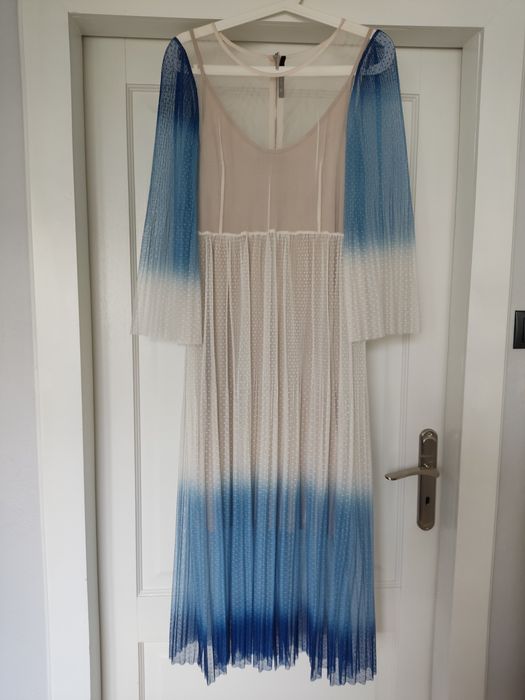 Lidia Kalita artystyczna sukienka maxi tiul ombre  wieczorowa 36