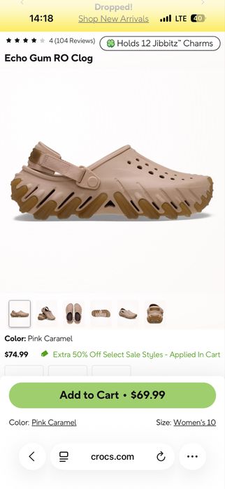 Крокси жіночі echo gum ro clog (pink caramel)