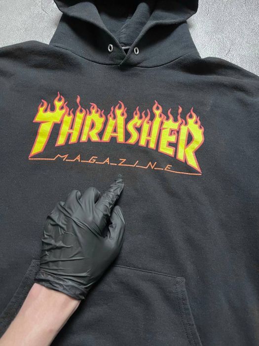 Вінтажна Кофта Худі Thrasher Трешер Великий Логотип Колір Чорний Розмір М
