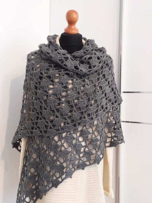 Chusta na szydełku handmade duża ciepła mięciutka