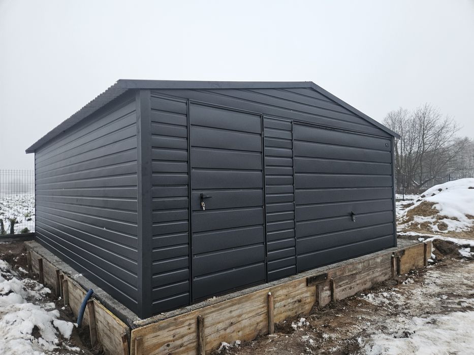 5x6 MAŁ Garaże Blaszane Garaż Blaszany Blaszak Blaszaki Antracyt Okuci