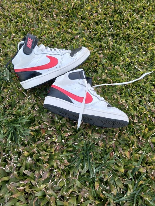 Nike Court Borough Mid - Preto, Branco e Vermelho - Em Excelente Estad