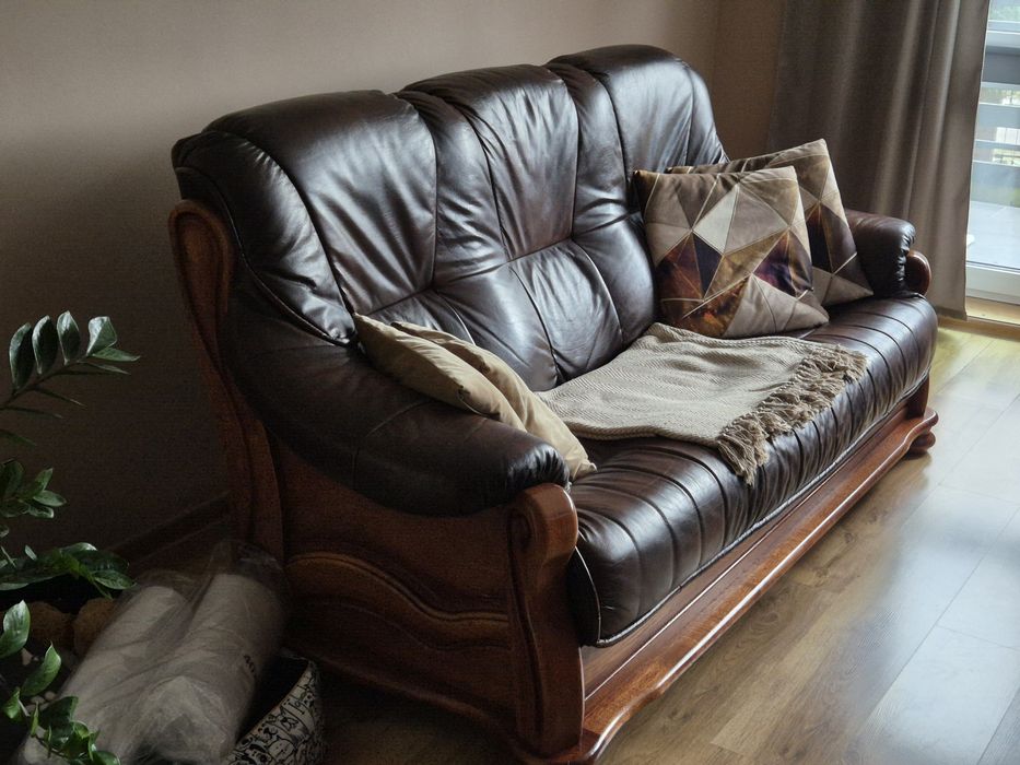 Zestaw mebli salonowych skórzanych