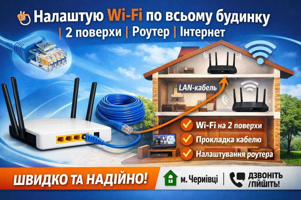 Налаштую Wi-Fi по всьому будинку | 2 поверхи | Роутер | Інтернет