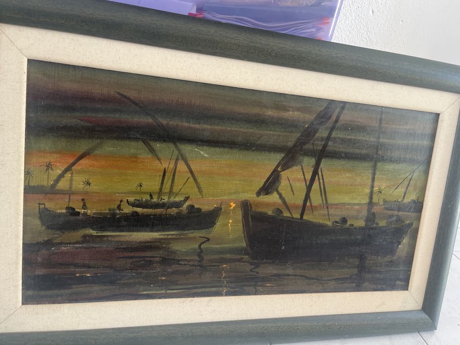 Quadro Barcos ao Anoitecer