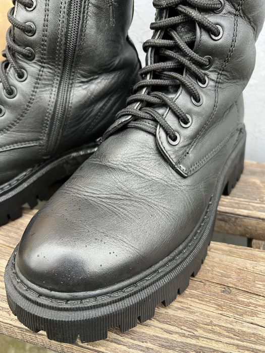 Botki Czarny skórzane sznurowane 38