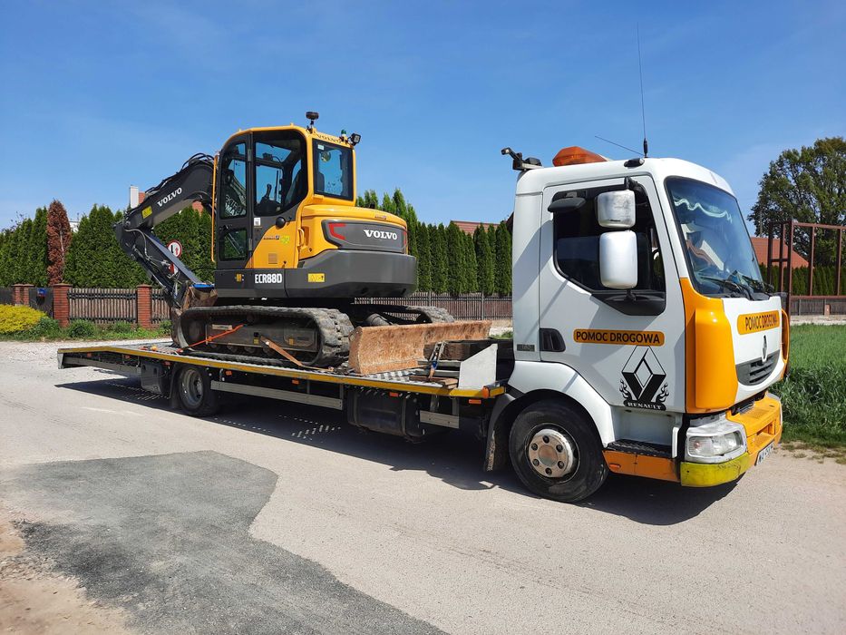 pomoc drogowa laweta transport koparka bus widlak przyczepa kontener