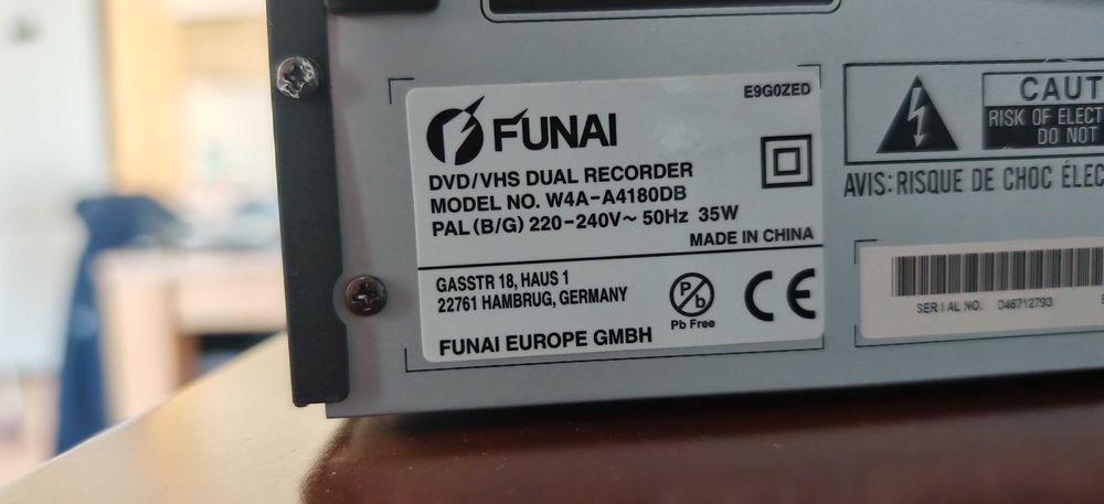Funai w4a-a4180db nagrywarka-odtwarzacz vhs/dvd .Archiwizator vhs/dvd