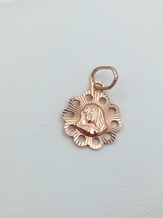 Złota zawieszka Wisiorek Medalik Diamentowana Matka Boska próba 585 / Fajne Okazje