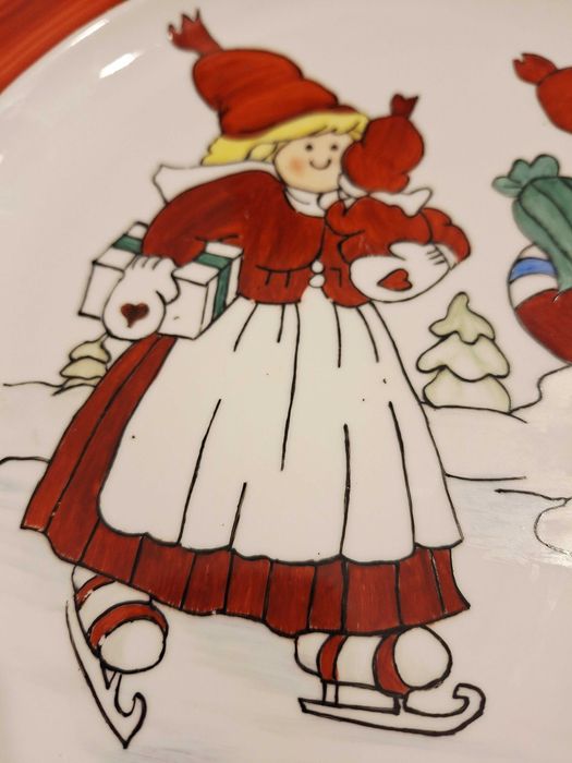 Świąteczna patera vintage, ręcznie malowana