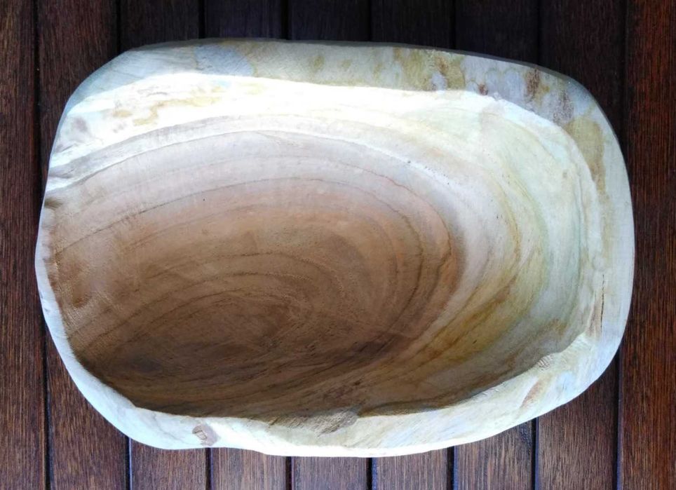 Dekoracyjna misa miseczka patera z surowego drewna tekowego teak wood