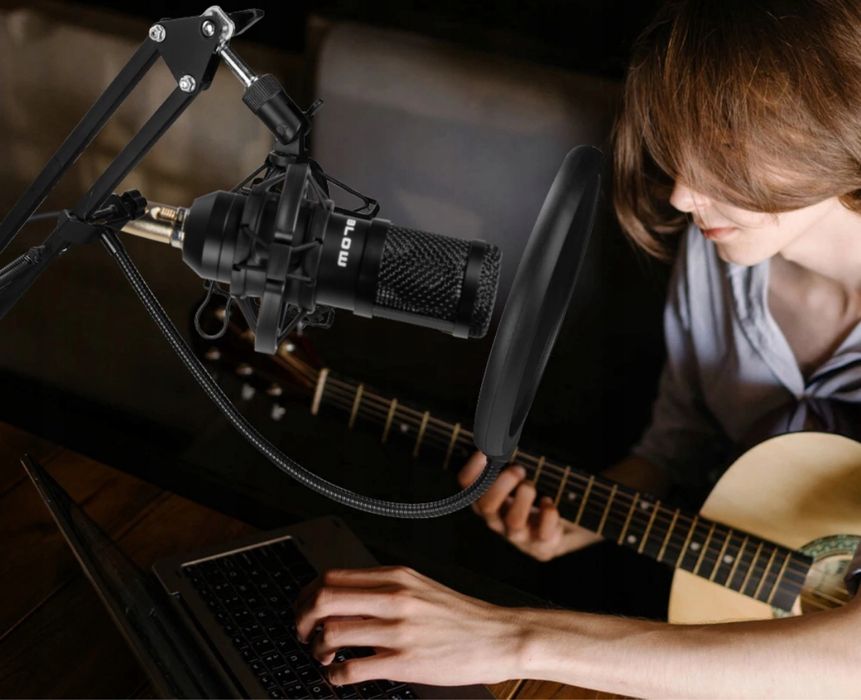 Mikrofon Studyjny Gamingowy Pojemnościowy Statyw Filtr Duży Uchwyt