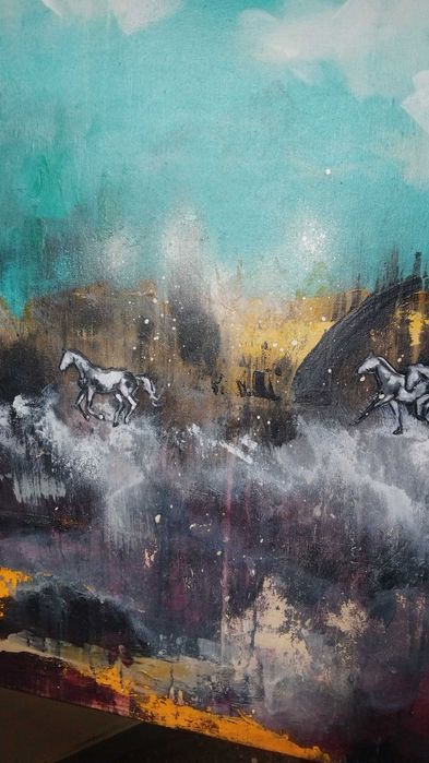 PROMOCJA Duży obraz na płótnie koń konie łąka natura pejzaż oryginał