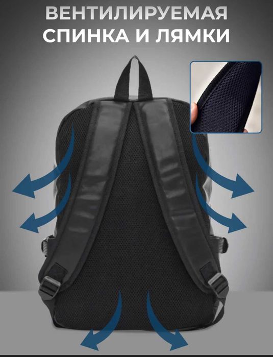 Мужской міський чоловічий рюкзак чорний популярный ранец портфель