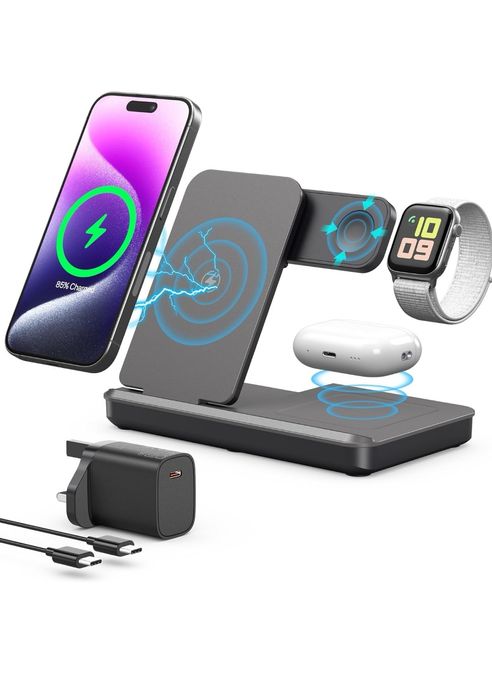 Składana ładowarka bezprzewodowa, 3 w 1 stacja ładowania bezprzewodowe