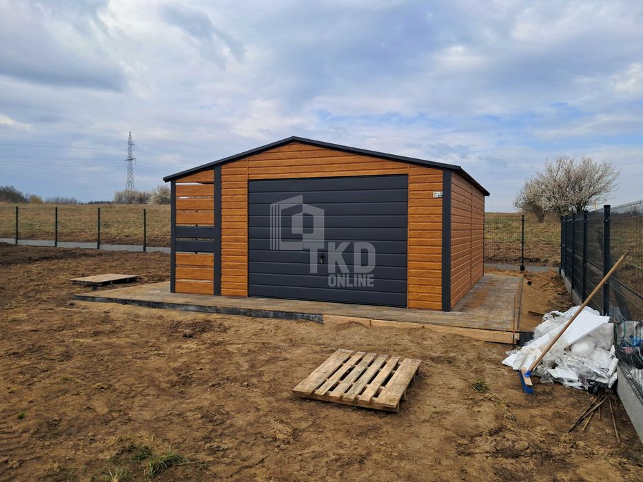Garaż blaszany 4x5m + wiata 1x5m brama drzwi okno dach TKD269