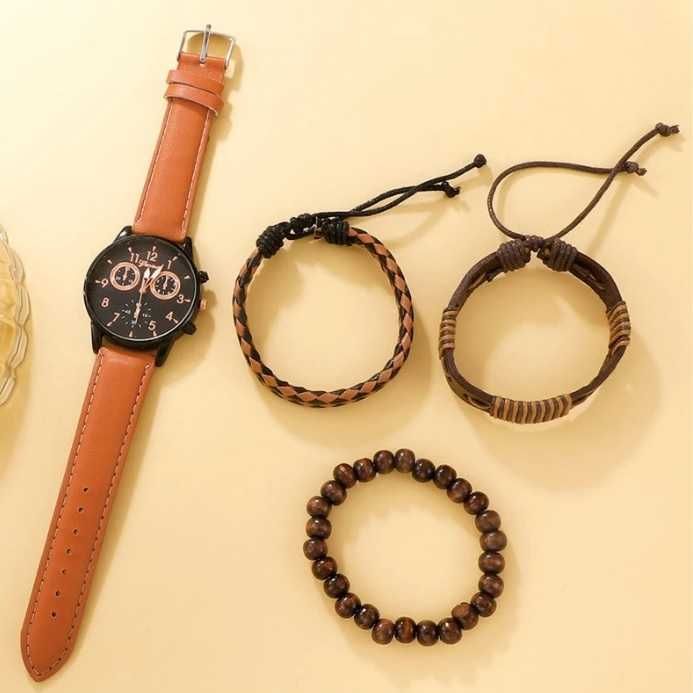 деловые мужские наручные часы + браслет