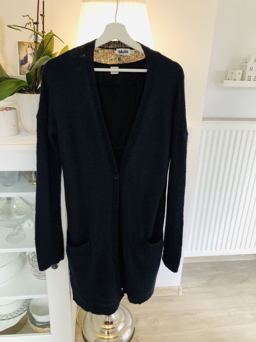 Granatowy sweter, długi sweter kardigan - S/M- 36/38