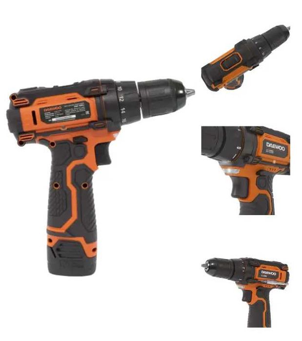 Шуруповерт DAEWOO акумуляторного типу 12 В, крутний момент 20 Н·м
