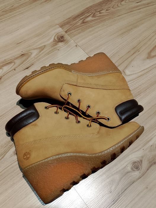 Musztardowe Damskie Botki Na Koturnie Timberland Amston