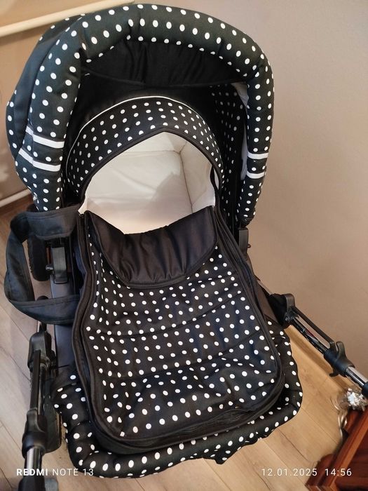 Sprzedam wózek RAF-POL 2w1 BIAŁE KROPKI spacerówka