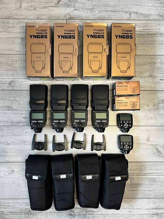 Lampy błyskowe YONGNUO  YN685 4szt plus 2 nadajniki  YN560-TX II kpl.