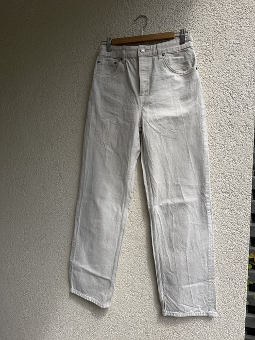 Białe jeansy zara 38 z wysokim stanem straight