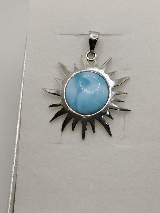 Srebrny wisiorek, słoneczko, larimar, próba 925