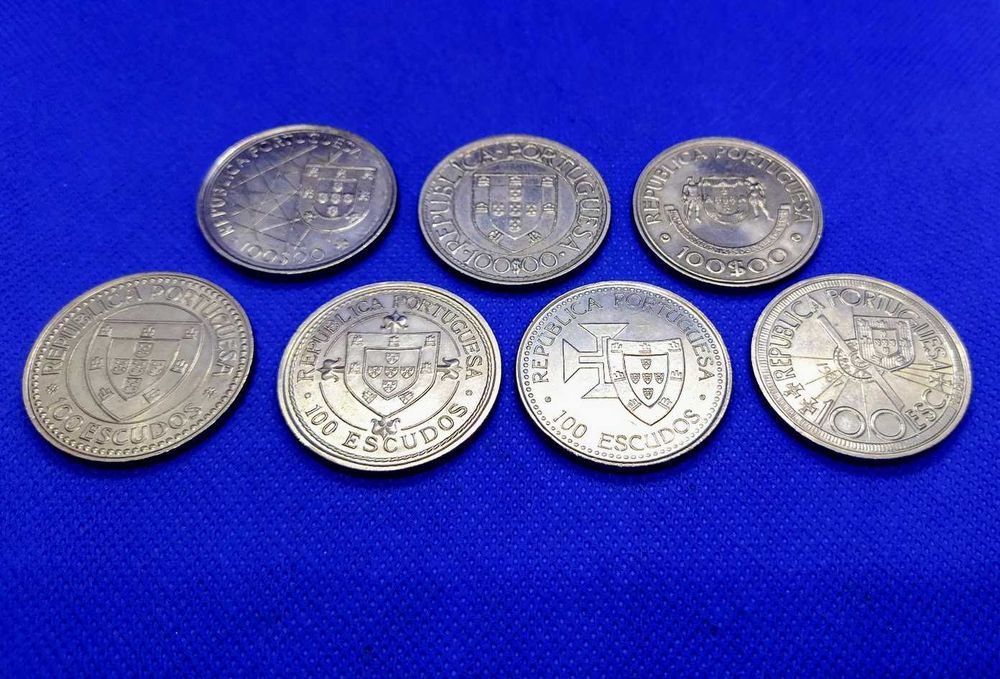Lote de 7 moedas comemorativas 100 Escudos cobre/níquel