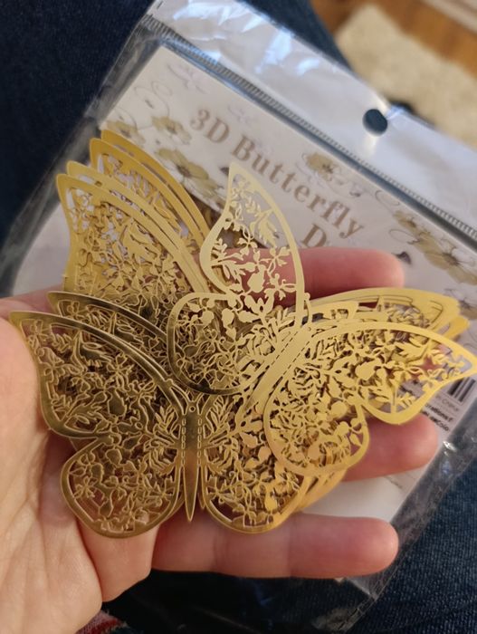 Nowe motylki 3D 12 sztuk złote