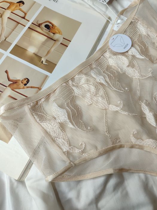 Трусики труси висока посадка з високою посадкою талією сітка мереживо