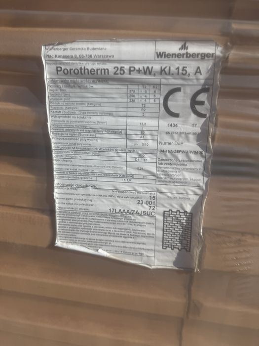 Sprzedam Wienerberger Porotherm 25 P+W KL15