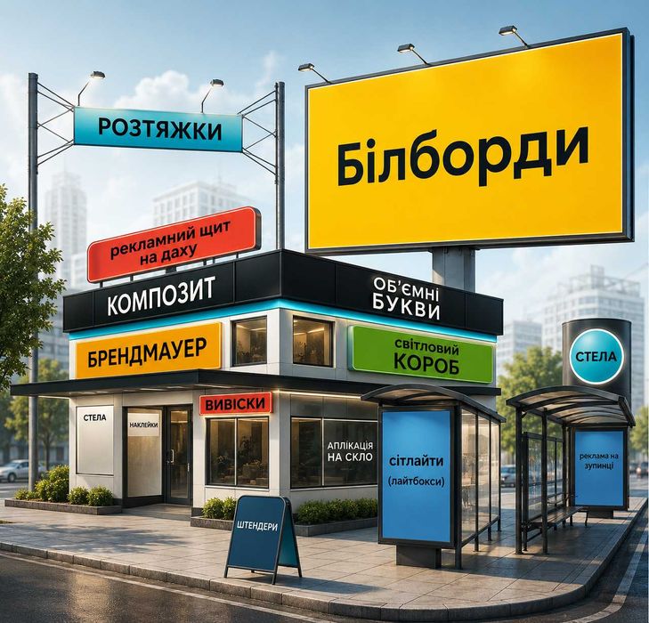 Виготовлення зовнішньої реклами/вивіски/таблички/банери/постери