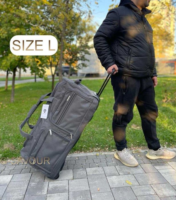 Дорожня сумка на колесах на 140л міцна текстильна сумка на 2 колесах