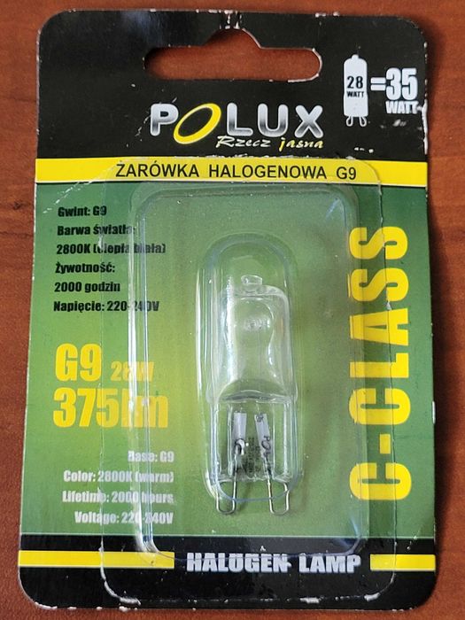 Żarnik żarówka halogenowa G9 28W 375lm Polux