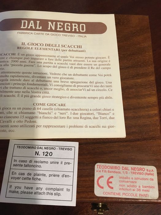 Szachy mini Dal Negro ekskluzywne Włochy kolekcjonerskie